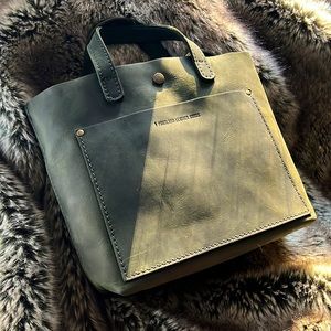 Portland Leather Goods Mini Crossbody Tote - Dark Green